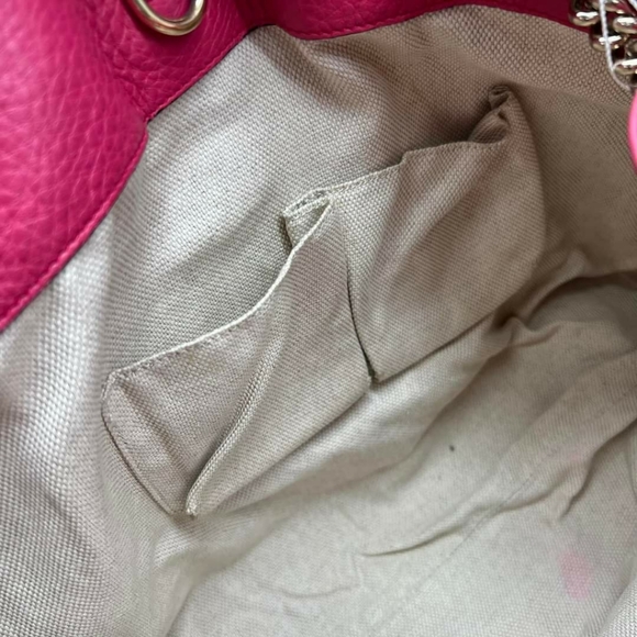 100% Authentic GUCCI Soho Chain Pink Leather Shoulder Bag - Picture 12 of 14